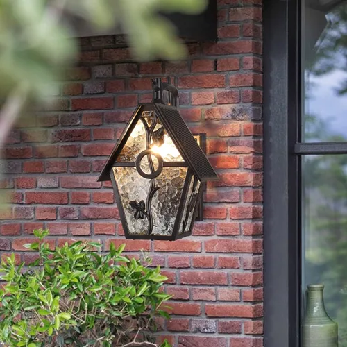Vista 6 de Faroles rústicos de pared para exteriores, aplique de pared exterior, estilo de diseñador, accesorios de iluminación al aire libre para el hogar