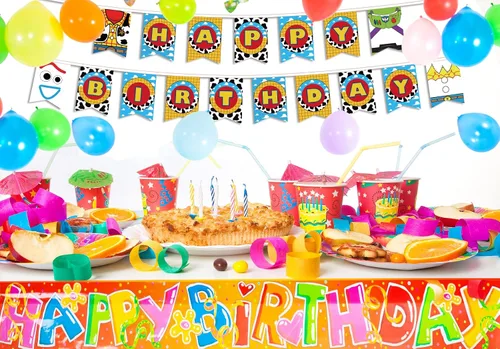 Vista 5 de Toy Story - Cartel de cumpleaños para niños, cartel inspirado en historias para decoraciones y suministros de fiesta, telón de fondo para interiores