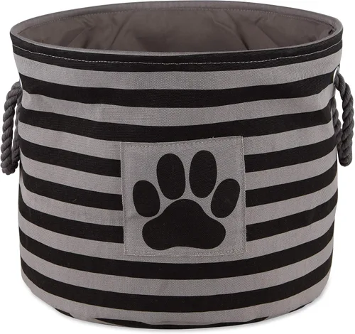Vista 43 de Bone Dry - Cesta de almacenamiento para mascotas, diseño de parche de pata rayado, aguamarina, rectángulo pequeño