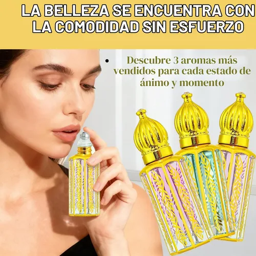 Vista 3 de MR.A Paquete de 3 perfumes árabes para mujer, set de regalo de aceites de perfume árabe de larga duración, aceite de perfume árabe de lujo