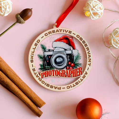Vista 4 de Adorno de Navidad para fotógrafo, adorno de fotógrafo para árbol de Navidad, regalo de Navidad para amantes de la cámara, recuerdo para entusiastas