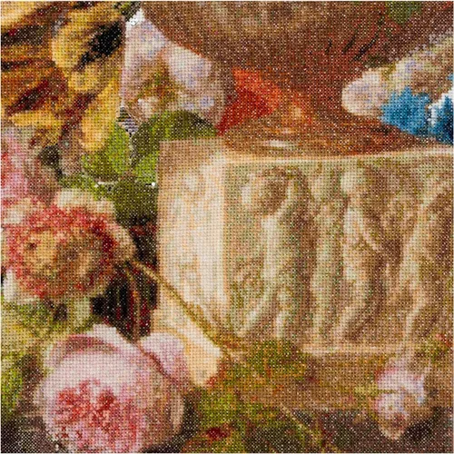 Vista 2 de Thea Gouverneur - Kit de punto de cruz contado - Naturaleza muerta con un jarrón de alabastro - Aida Black - 18 unidades - para adultos - Hilos
