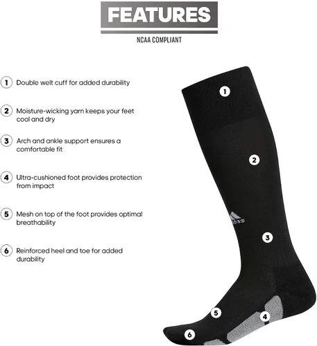 Vista 3 de adidas Icon - Calcetines de béisbol y sóftbol (1 par) duraderos hasta la pantorrilla para niños, niñas, hombres y mujeres.