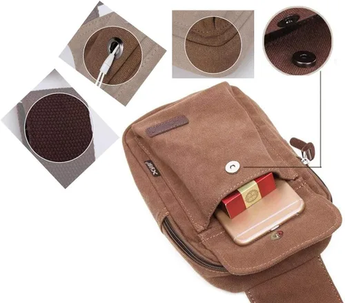 Vista 6 de Wxnow Mochila cruzada de lona para mujeres y hombres, bolsa de pecho