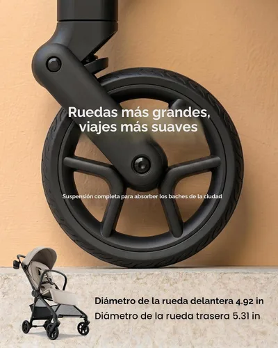 Vista 8 de Mompush Nexis - Cochecito de viaje ligero de fibra de carbono, equipaje de Negro