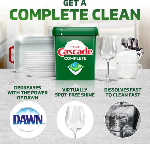 Vista 2 de Cascade Complete ActionPacs, cápsulas de detergente para lavavajillas, frescas, 27