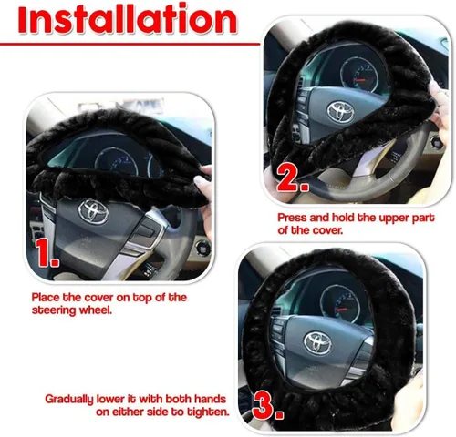 Vista 3 de Zone Tech Plush Stretch- Cubierta del volante de vehículo - Negro clásico
