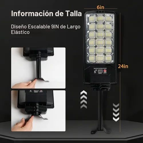 Vista 6 de Luz solar de calle de 540 LED para exteriores, impermeable, luces solares del atardecer al amanecer, luces de inundación al aire libre, sensor