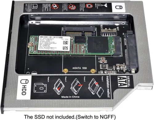 Vista 6 de MSATA NGFF B/M-Key SSD a Slimline SATA 13Pin Caddy Case para 0.374 in Universal Laptop CD/DVD-ROM Optical Bay