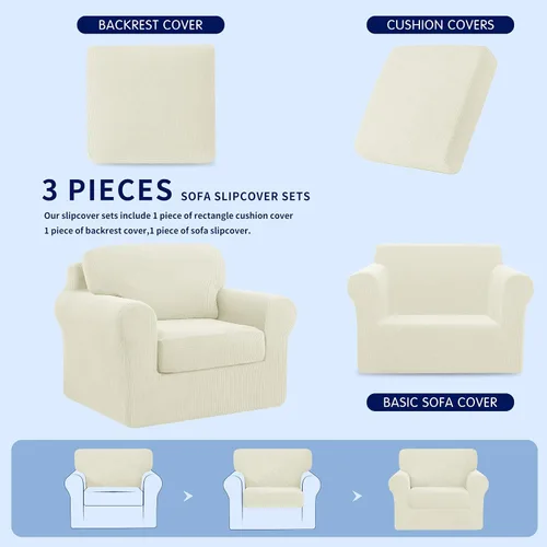 Vista 4 de SUBRTEX Paquete de 3 fundas para sillón de 7 piezas, funda elástica para sofá con fundas de respaldo separadas y fundas de cojín para sala de estar