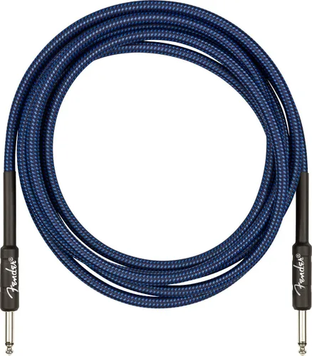 Vista 25 de Fender Cable de instrumento profesional de 18.6 pies en ángulo recto, tweed azul, 1 paquete