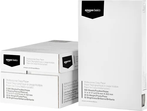 Vista 10 de Amazon Basics - Papel para impresora multiusos, 20 libras, 8.5 x 11 pulgadas, 1 resma (500 hojas), blanco, luminosidad 92 GE