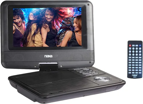 Vista 3 de NAXA Electronics NPD-703 7 pulgadas TFT LCD pantalla giratoria reproductor de DVD portátil - laca negra