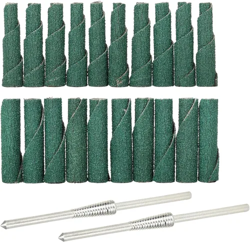 Vista 11 de 19 rollos de cartucho abrasivo de papel de arena de 1-1/2 pulgadas, vástago de 1/8 pulgadas, disco de lijado rotativo Dremel, lijadoras de tambor