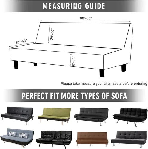 Vista 4 de TOPCHANCES Funda de sofá cama sin brazos, funda de terciopelo de felpa para sofá, funda de sofá tamaño matrimonial, lavable y extraíble, protector