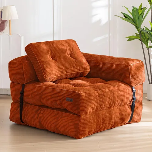 Vista 13 de MAXYOYO Sofá Cama Plegable, Sofá Convertible en Forma de L con Cama Plegable y Almohada, Silla Cama Plegable con Respaldo Portátil Cómoda para Piso