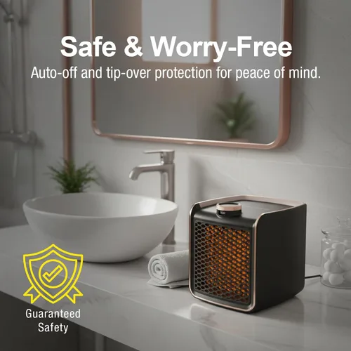 Vista 6 de Handy Heater Instant Heat - Calentador de Espacio con Tecnología de Cerámica Infundida con Cobre, 1200 Vatios, Calentador Portátil para Oficina