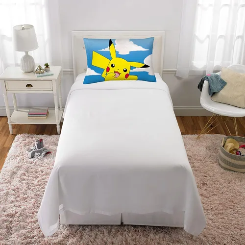 Vista 4 de Franco Ropa de cama para niños de microfibra súper suave, funda de almohada reversible, 20 x 30 pulgadas, Pokémon