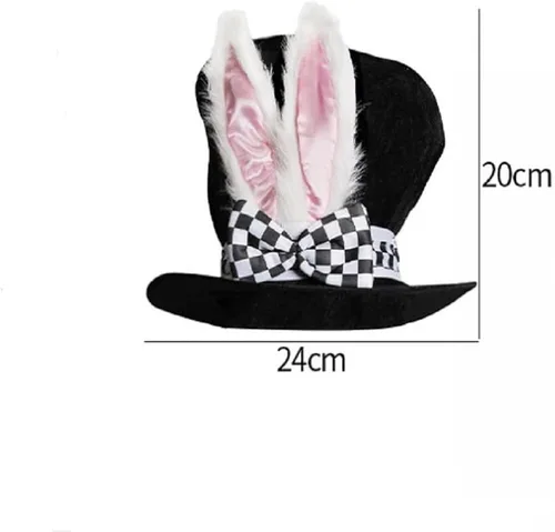 Vista 2 de Sombrero de conejo de Pascua con orejas de conejo blanco sombrero de felpa para disfraces de fiesta de Halloween
