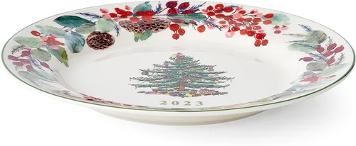 Vista 2 de Spode Plato de coleccionista de árbol de Navidad, diseño exclusivo, árbol icónico con coralberries, vainas de loto y vegetación, regalo