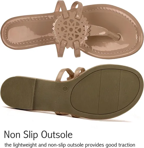 Vista 6 de katliu Sandalias Planas para Mujer, Sandalias de Tiras Cómodas, Sandalias de Vestir con Correa de Vestir