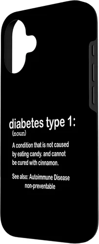 Vista 2 de Funda gráfica divertida para diabetes para iPhone 16 tipo 1