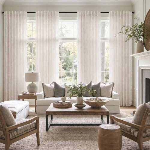 Vista 5 de Pitalk - Cortinas con patrón beige de 63 pulgadas de largo para dormitorio, 2 paneles con pestaña trasera y bolsillo, diseño de ramas de árbol