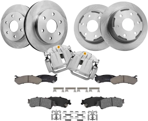 Vista 70 de Detroit Axle - Kit de frenos para Land Rover LR3 2005-2009, Rotores de freno deportivos Range Rover 2006-2009 y pastillas de freno de cerámica 2007