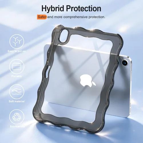 Vista 5 de Funda para iPad mini 7 (A17 Pro) generación 2024 de 8.3 pulgadas, 6ª generación 2021 de 8.3 pulgadas, TPU duradero con borde ondulado, policarbonato