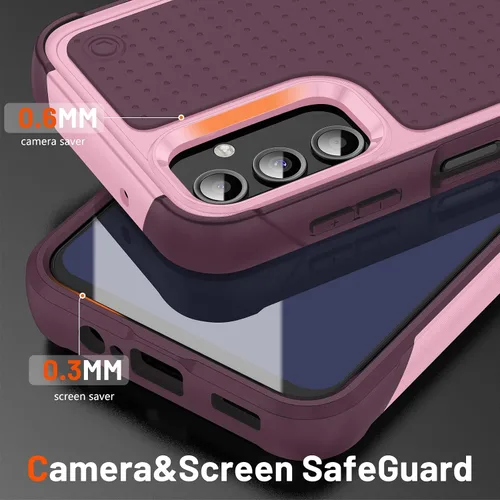 Vista 5 de Asuwish Funda protectora para Samsung Galaxy A14 5G con protector de pantalla de vidrio templado y accesorios de celda, protección de doble capa