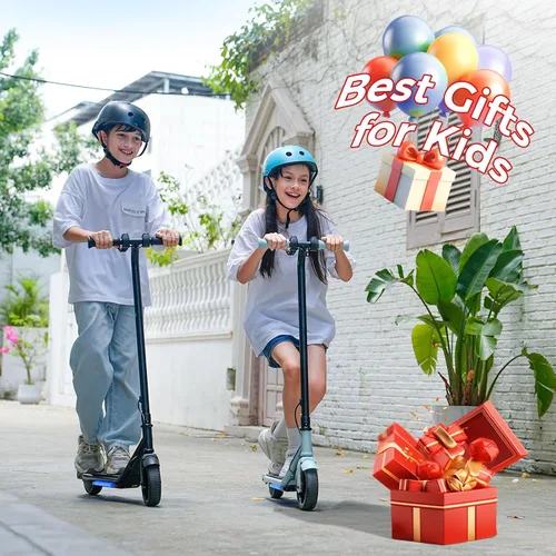 Vista 7 de Electric Scooter for Kids Ages 6-12, 150W Motor, Simple One-Button Control, 2 Safe Speeds (6/10 MPH), K2 Pro for 3 Speeds, Colorful Lights, Magnetic