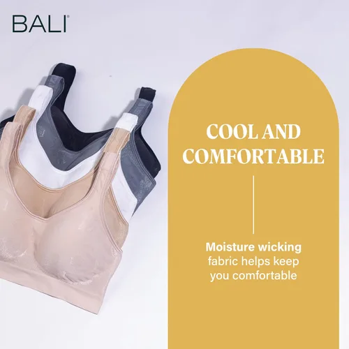 Vista 6 de Bali Sujetadores sin aros para mujer - Comfort Revolution - Brasier sin aros - Ajustable y de apoyo - Talla grande para mujer Trópico de almendras