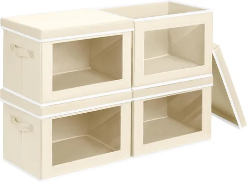 Vista 33 de Homsorout Contenedores de almacenamiento con tapas, organizadores pequeños de tela con ventana, contenedores de almacenamiento plegables para ropa