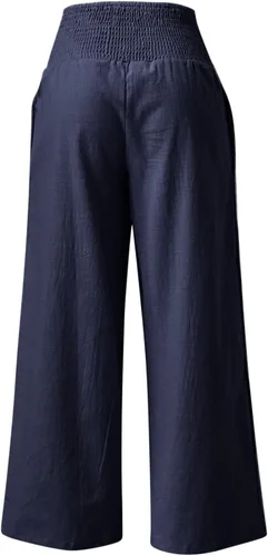 Vista 3 de SHAOBGE Pantalones de yoga para mujer, casuales, holgados, de pierna ancha, cómodos, para yoga, pantalones deportivos de cintura alta con bolsillo