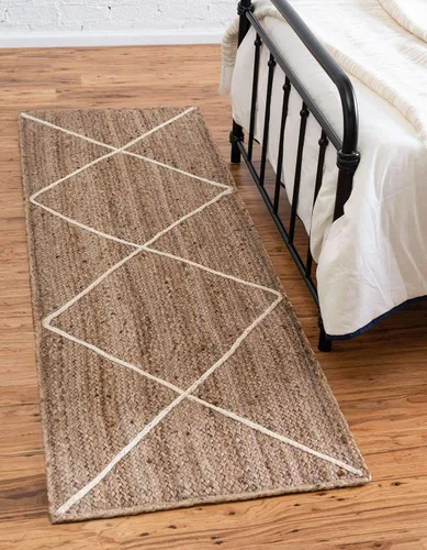 Vista 17 de Unique Loom Alfombra trenzada de la colección de yute – enrejado (2 pies 2 pulgadas x 6 pies 1 pulgada, gris/marfil)
