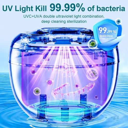 Vista 3 de Máquina Limpiadora Ultrasónica de Retenedores Hossili, Cápsula de Limpieza Ultrasónica de 200ML con 4 Modos, Temporizador Digital para Limpiador