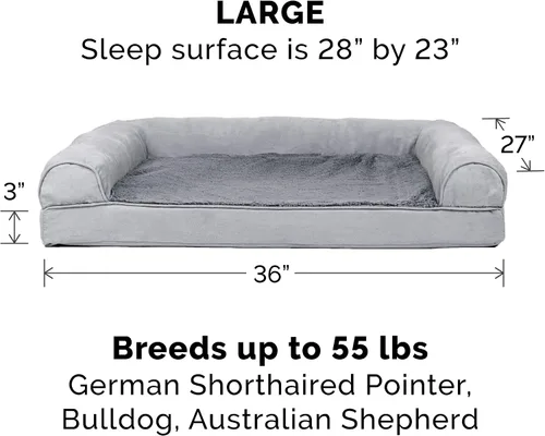 Vista 3 de Furhaven Pet – Sofá de felpa ortopédica para perro, cama con forma de L, tumbona ergonómica con contorno de cuna, cama para perros y gatos, varios