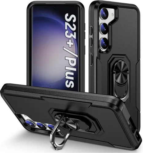 Vista 9 de Funda protectora diseñada para Galaxy S23 con soporte, a prueba de caídas militares, a prueba de golpes, a prueba de polvo, para Samsung S23, rosa