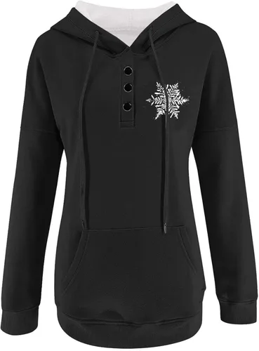 Vista 3 de Sudaderas con capucha para mujer, sudadera con capucha para mujer, casual, deportiva, camisa con botones y bolsillos
