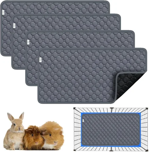 Vista 21 de Ropa de cama para cobayas, 2 paquetes de forro lavable para jaula de 49x24 pulgadas, almohadillas súper absorbentes lavables, impermeables y Palta