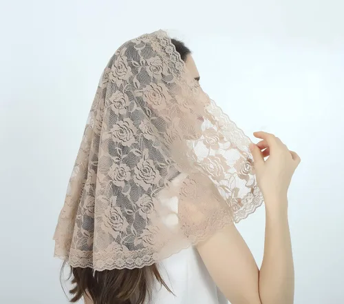 Vista 32 de Velo de mantilla de encaje suave y cómodo, 7 colores, estilo español, velo de encaje, cubierta de cabeza, forma de D