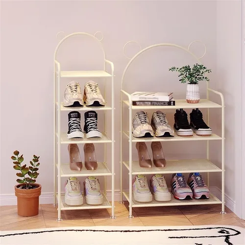 Vista 7 de Shelves Adjustable Shoe Organizer Multi-layer Shoe Rack, Sturdy Metal Mesh Shoe Rack, Free Standing Shoe Storage Shelves, Cute Bear Shape Shoes