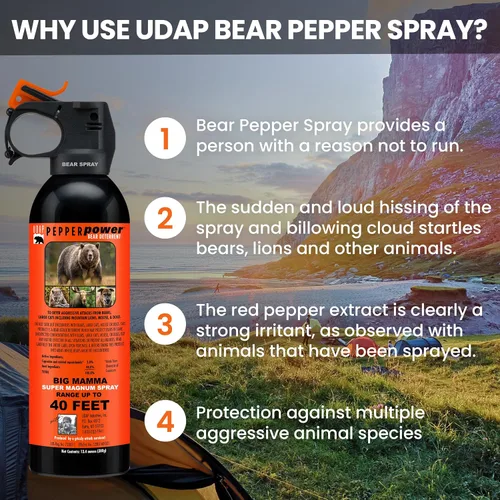 Vista 7 de UDAP 18CP Super Magnum Bear Spray, Multi, 13.4oz