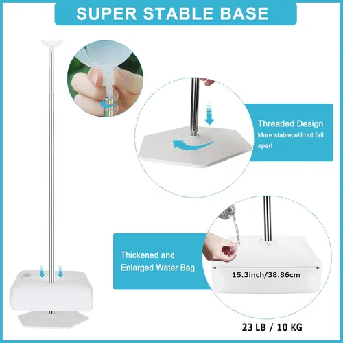 Vista 3 de Juego de 2 soportes de columna de globos para piso, kit de soporte de torre de globos actualizado 2025 con base pesada, soporte de globo de metal