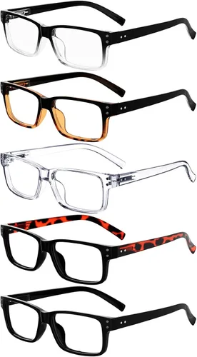 Vista 21 de Eyekepper Gafas de Lectura Vintage para Hombre - 3 Pares Negros y 2 Pares Azules - Gafas Clásicas con Bisagra de Resorte +0.00 3 negro 2 azul