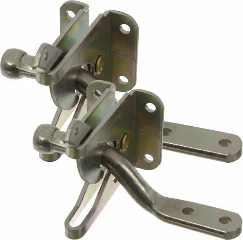 Vista 5 de National Hardware Pestillo automático de puerta, 4 in Strike, Acero Se monta en la puerta o poste para puertas de salida y corrales de animales