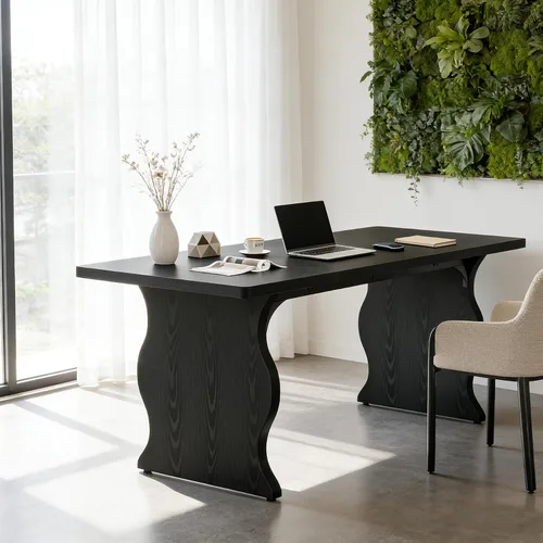 Vista 5 de Tribesigns Escritorio grande de 63 pulgadas para oficina en casa, amplio escritorio ejecutivo para computadora con amplio espacio para patas, mesa