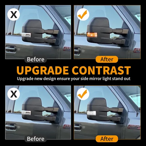 Vista 6 de Jinfili Luces intermitentes dinámicas para espejo lateral y lámpara de funcionamiento para Ford 2015-2024 F150, 2017-2024 F250 F350 F450 F550 Super