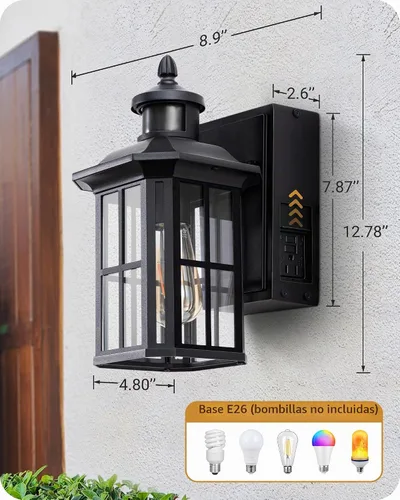 Vista 7 de EDISHINE Motion Sensor Dusk to Dawn Outdoor Wall Lights with GFCI Outlet