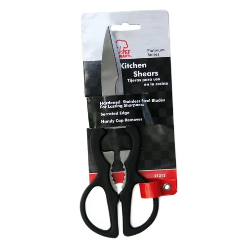 Vista 2 de Chef Craft Tijeras de cocina de 1 pieza con hoja de acero inoxidable, agarre cómodo, negro, 8 pulgadas